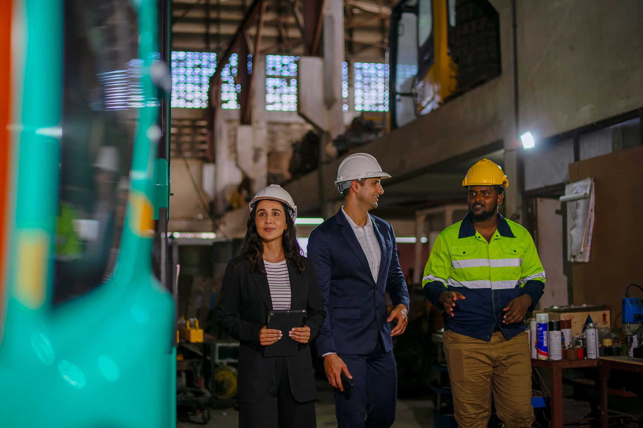 Engineer and stakeholder reviewing work at a project site